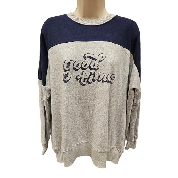Aerie happy camper good times fleece lined slub sweater warm winter S nostalgia - Picture 1 of 8